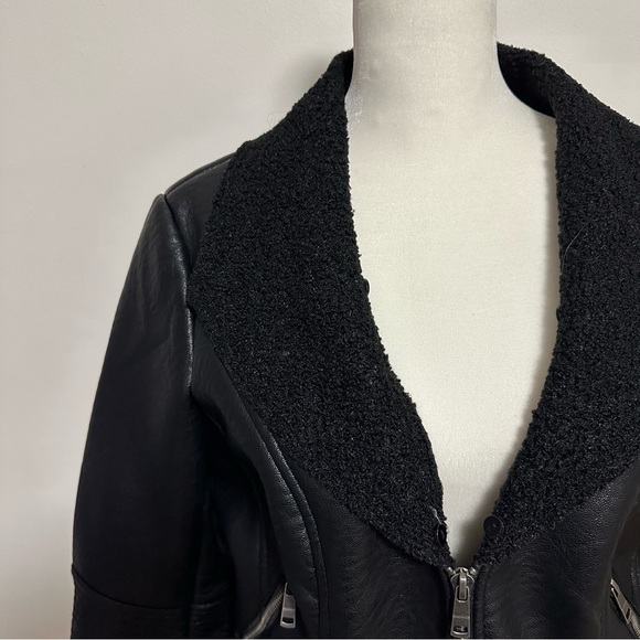 Coalition LA Vegan Leather Faux Fur Lined Moto Jacket - Picture 2 of 6